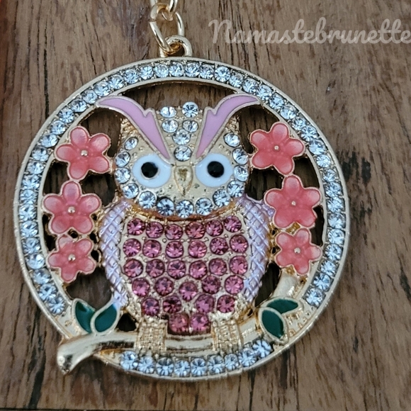 2/$20 Boho Owl Crystal Rhinestone Keychain Bag Charm - Picture 3 of 10